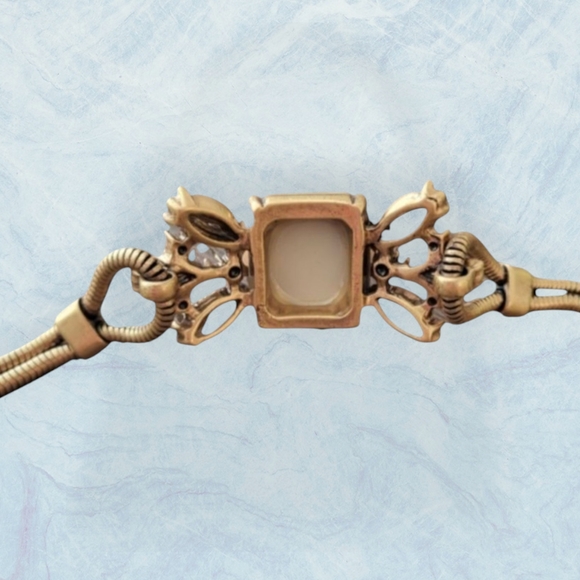 J Crew Mixed Stone Amber Pink Rhinestone Vintage Design Bracelet 8 Inches NWOT - Picture 3 of 5